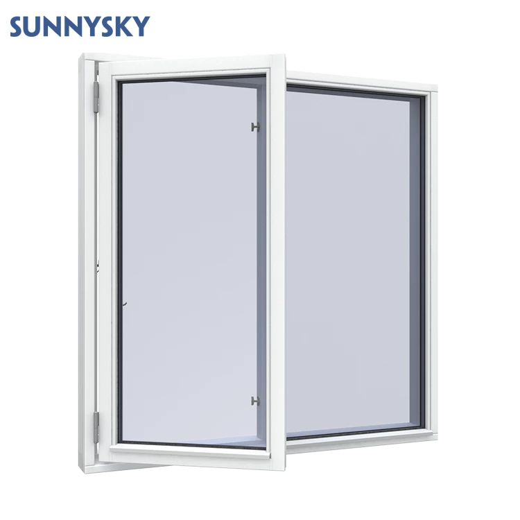 Sunnysky design Villa Apartment Tempered Glass Double Swing window Aluminium French casement windows