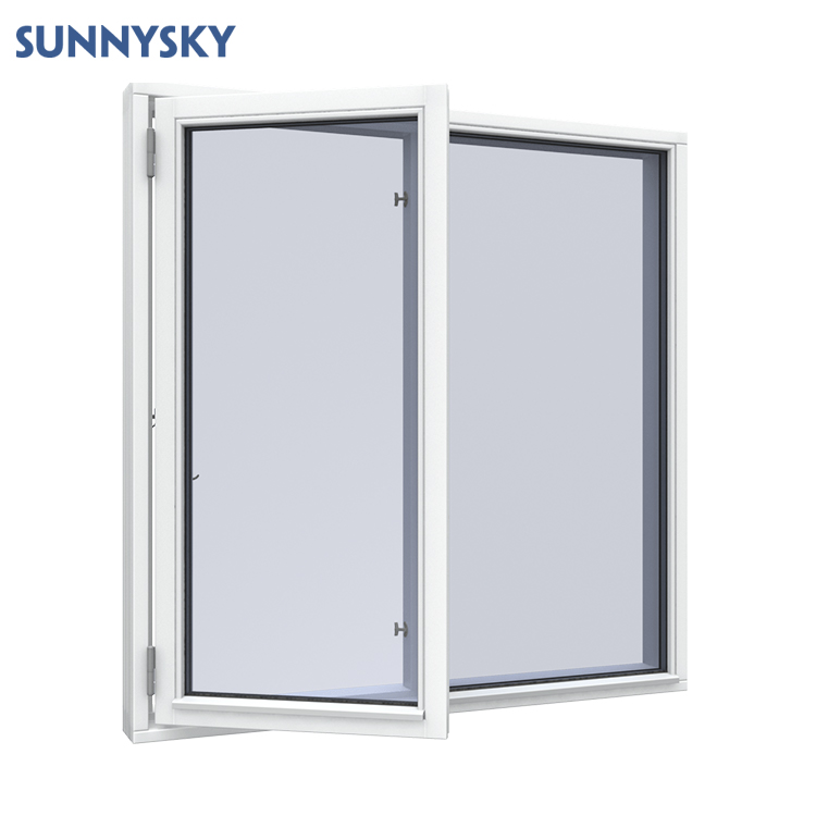 Sunnysky design Villa Apartment Tempered Glass Double Swing window Aluminium French casement windows