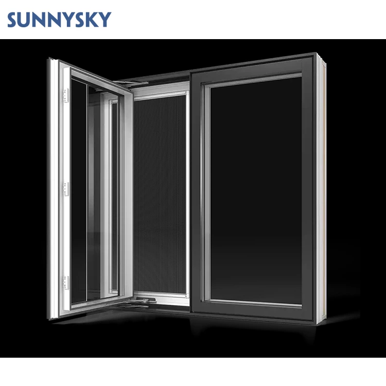 Sunnysky design French Style Residential PVC Windows Double Pane Window uPVC Casement Window