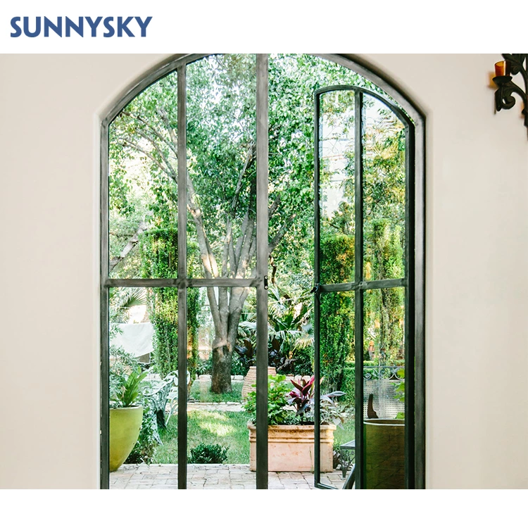 Sunnysky Customized Double Glazed Simple Design Aluminum Ultra Narrow Frame Balcony window Aluminum Frame Casement House windows