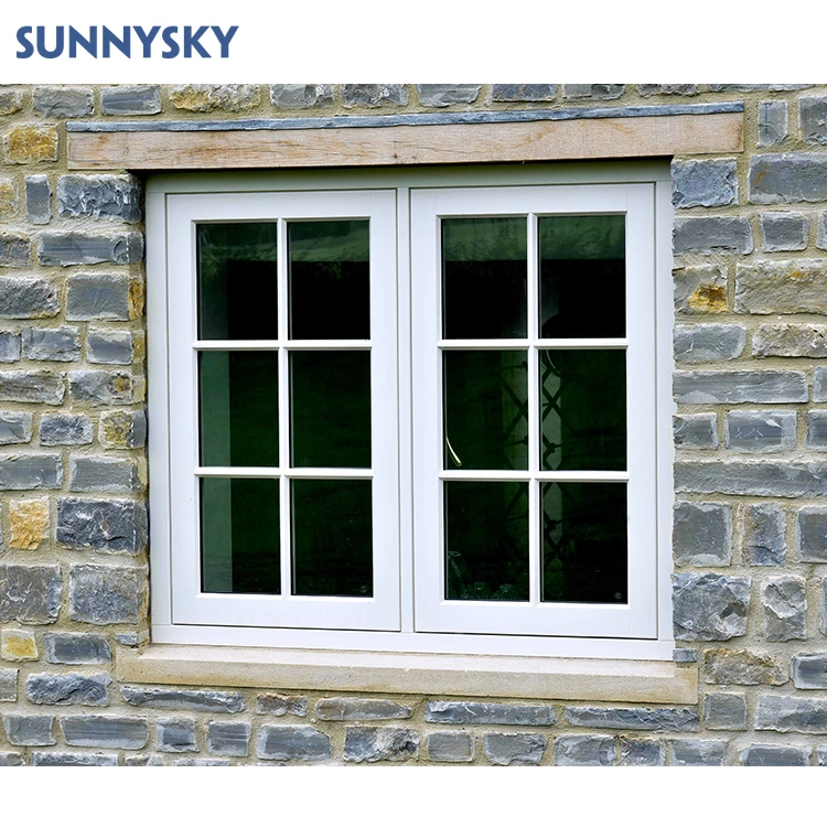 Sunnysky design NFRC AS2047 French Style Apartment Villa Casement Window Aluminum Alloy Frame Thermal Break Swing Windows