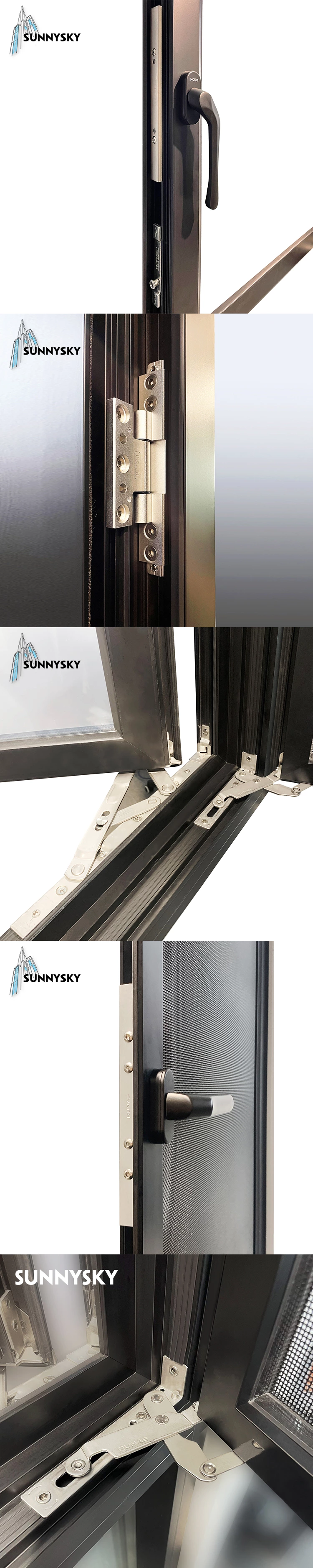 Sunnysky Aluminum slide energy efficient sliding windows double glass aluminum sliding window