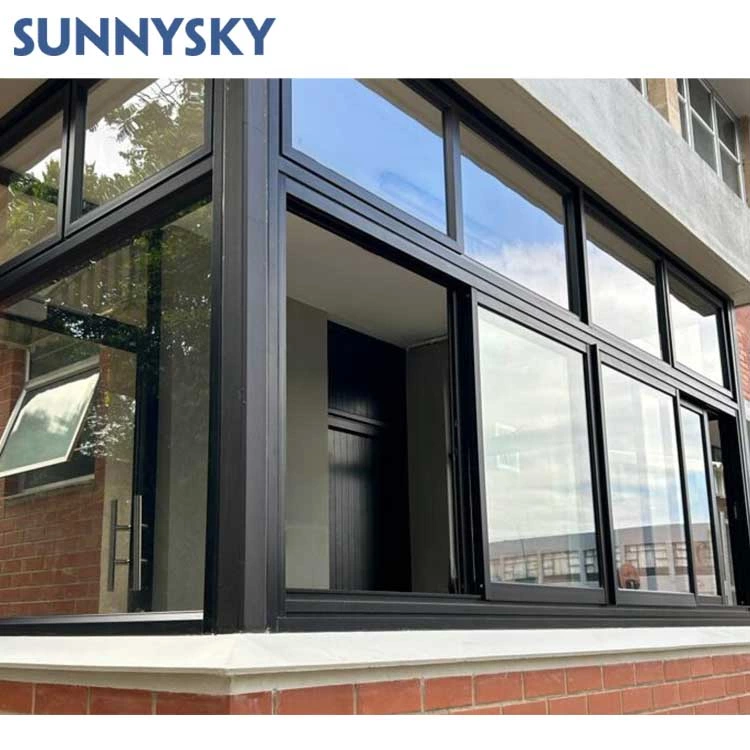 Sunnysky Remote controlled motorized Vertical Sliding Window Aluminum Guillotine Window Automatic Window