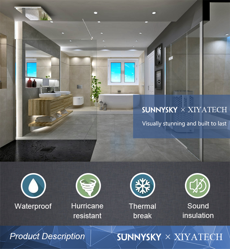 Sunnysky Design Acrylic Steam Shower Cabin Glass Enclosure with Aluminium Frame for Bathroom Use