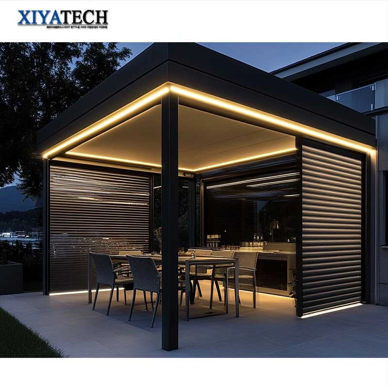 Sunnysky 3x3 3x4 5x5 5x4 Pergola Fully Automatic Retractable Sliding Waterproof Terrace Roof Aluminum Pergola Sunny Room