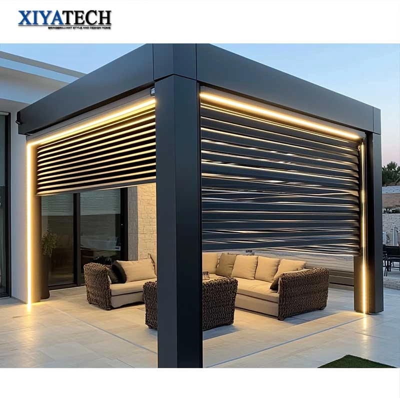 Sunnysky Luxury Waterproof Motorized Garden Aluminum Pergola 3x3 3x4 3x6 4x3 4x6 6x4M Gazebo Pavilion Motorized Louvered Outdoor Canopy