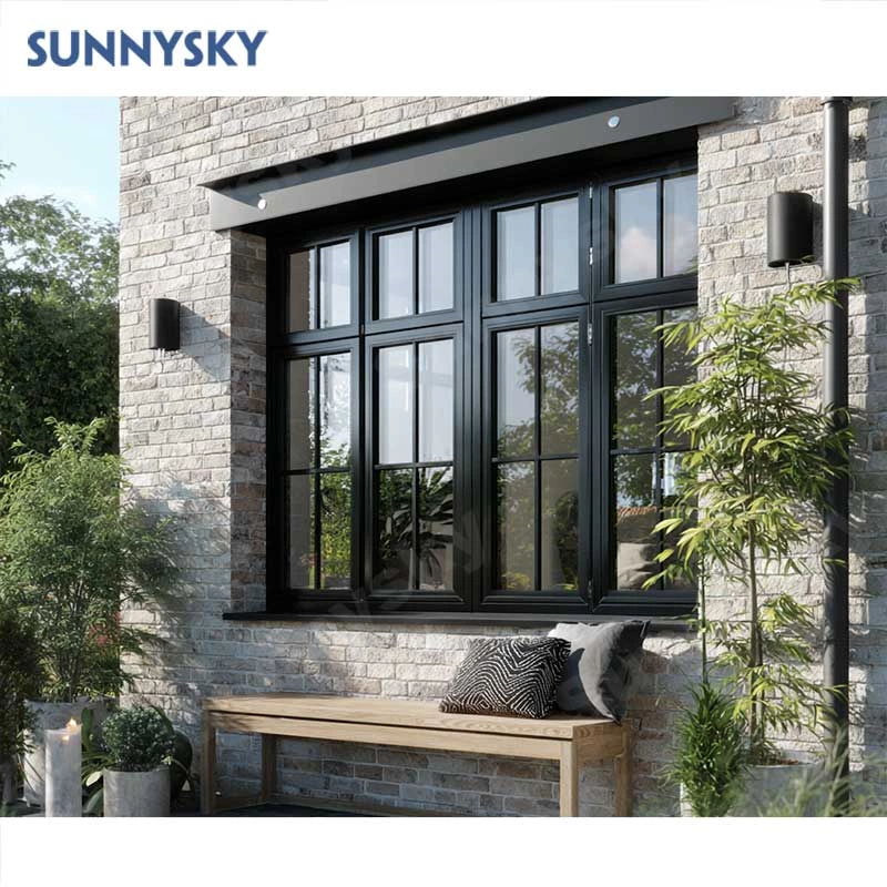 Sunnysky Customized Villa Window AU Standard Shaped Fixed Window Aluminium Double Tempered Glass Sound Proof Fixed Window for Sale