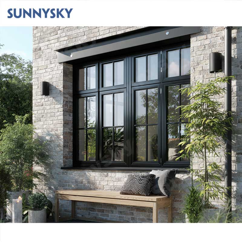 Sunnysky Customized Villa Window AU Standard Shaped Fixed Window Aluminium Double Tempered Glass Sound Proof Fixed Window for Sale