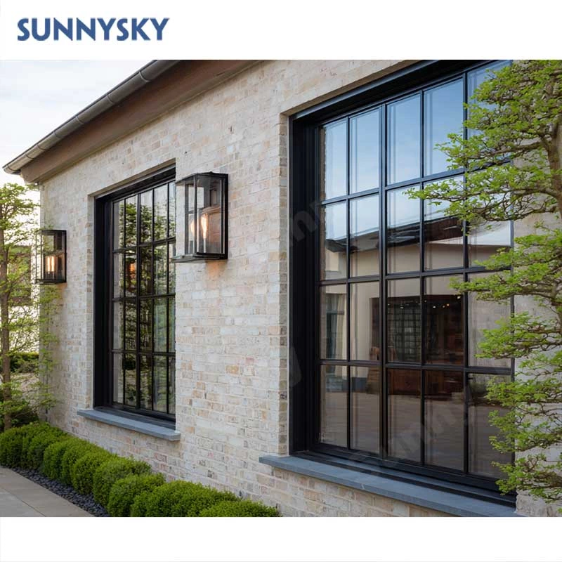 Sunnysky NFRC Modern Soundproof Custom Picture Windows Glass Fixed Aluminium Windows Aluminum Alloy Frame Customizable Villa Window Design