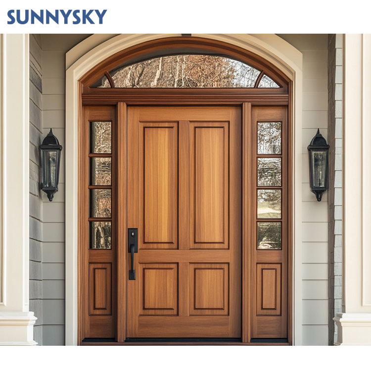 Sunnysky Customized Modern Style Solid Wood Slab Door Water-Resistant for Bathroom Single Wood Door for House Finished Simple Style