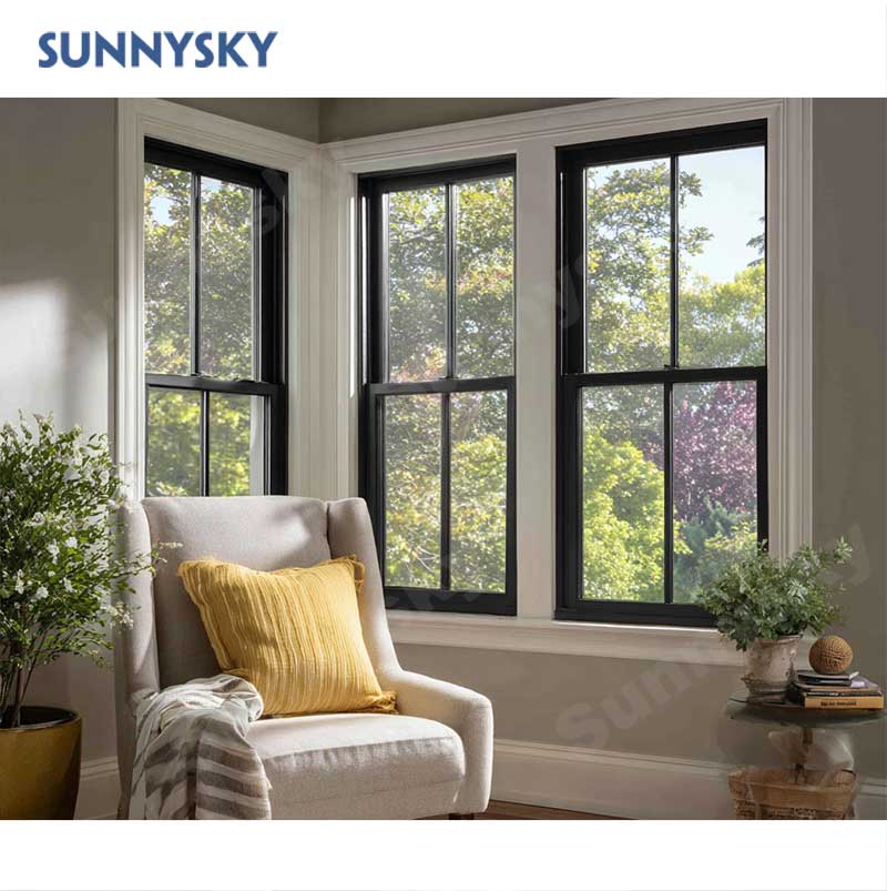 Sunnysky NFRC AS2047 Standard Design Double Glazed Home Window Prices Aluminum Frame Glass Sliding Windows For Commercial Hotel