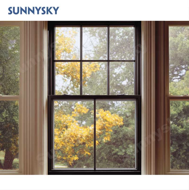 Sunnysky NFRC Aluminum Windows American Style Single Hung Sash Vinyl Window Vertical up Down Hung Windows for Residences