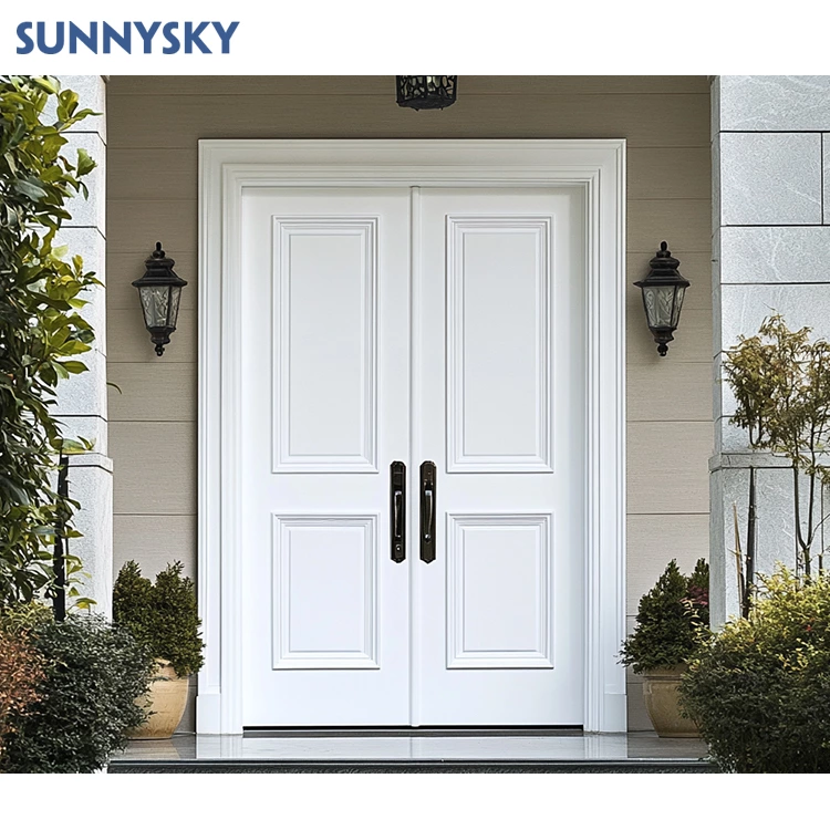 Sunnysky Modern Simplicity Half Glass Wooden Door Simple Teak Wood Front Door for Interior Garden Minimalist for Bathroom Kitchen Bedroom