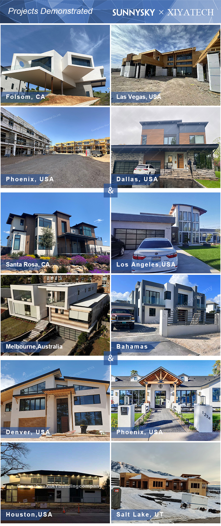 Sunnysky Large Toughened Glass Fixed Picture House Windows Aluminum Panoramic Large Casement Window for Hotels Living Room Villa