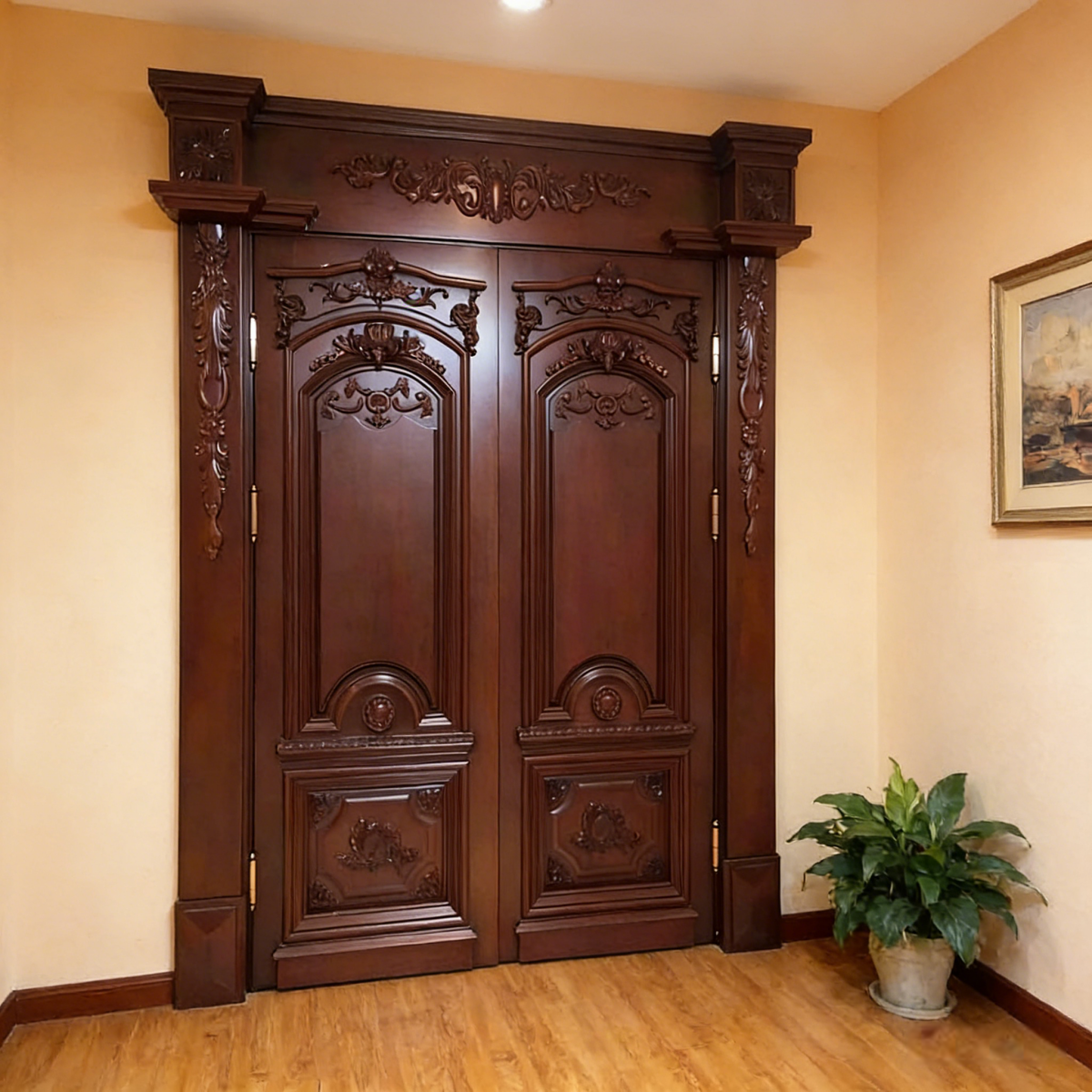 Sunnysky High Quality Customized Size Soundproof Waterproof Solid Wood Doors Modern Wooden Slab Door for Villa Home